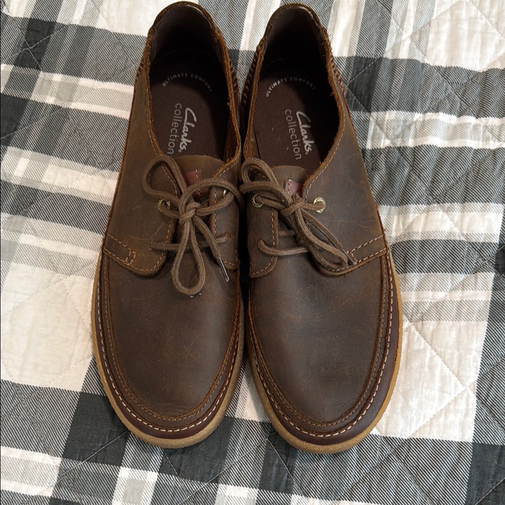 Clarks Brown Leather Sneakers Size 10.5